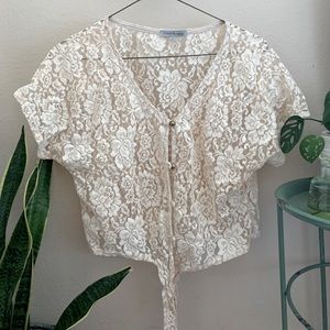Lace Button Crop
